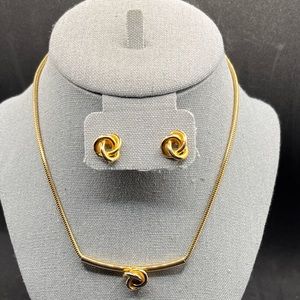 Vintage Beeline knot necklace and matching post earrings